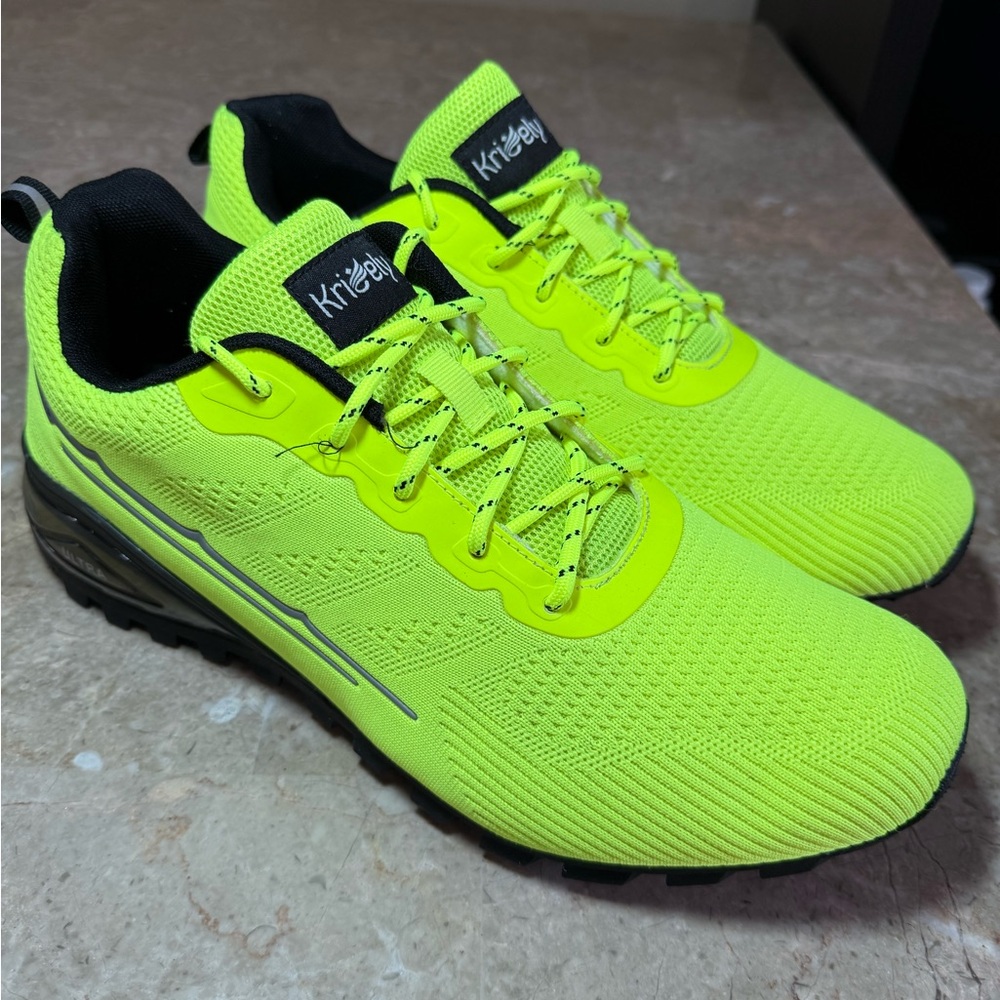 Kricely trail running shoes Fashion walking hiking neon green Men size 12 no box
